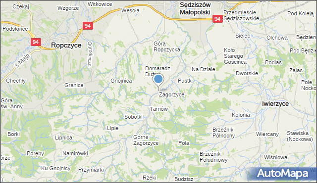 mapa Zagorzyce, Zagorzyce gmina Sędziszów Małopolski na mapie Targeo